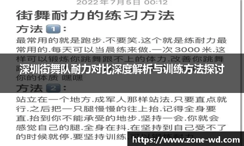 深圳街舞队耐力对比深度解析与训练方法探讨